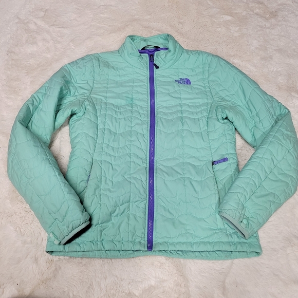 The North Face Bombay Mint Green with Purple detail Puffer Jacket Size M Womens - Picture 1 of 6